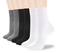 ATBITER Women's Thin Cotton Crew Socks - Soft Above Ankle Bootie Casual Dress Socks 6-Pairs With Gift Box