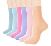 ATBITER Women's Thin Cotton Crew Socks - Soft Above Ankle Bootie Casual Dress Socks 6-Pairs With Gift Box