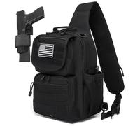 ATBP Tactical Crossbody Bag Holster Shoulder Backpack 6 Elastic Slots Water Bottle Holder Carrier Accessories Pouch 15L, Black Flip, 6 inches x 8.5 inches x 12 inches, Military