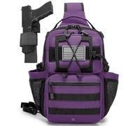 ATBP Tactical Sling Backpack Holster Shoulder Crossbody Range Bag 15L Mens Water Bottle Holder Radio Pouch 6 Elastic Slots, Purple Deep, Military Tactical