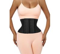 Atbuty Short Torso Waist Trainers Cincher Corset Underbust Body Shaper Latex Sport Girdle, Black (8'' Short Torso, 9 Steel Bones), XS