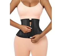 Atbuty Short Torso Waist Trainers Cincher Corset Underbust Body Shaper Latex Sport Girdle, Black (9'' Torso, 25 Bones, Zipper), Large