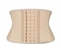 Atbuty Super Short Torso Waist Trainers Cincher Corset Tummy Shaper Slimming Latex Girdle, Beige (7'' Short Torso, 9 Steel Bones), Large