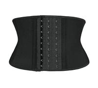Atbuty Super Short Torso Waist Trainers Cincher Corset Tummy Shaper Slimming Latex Girdle, Black (7'' Short Torso, 9 Steel Bones), S