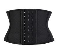 Atbuty Super Short Torso Waist Trainers Cincher Corset Tummy Shaper Slimming Latex Trimmer Girdle, Black (7'' Torso, Breathable, 9 Bones), XL