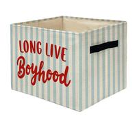 ATBWGT Coastal Beach Long Live Boyhood Nursery Storage Bins,Toybox Gifts for Boys Room,Blue Striped Collapsible Storage Baskets Organizer Decor for Bedroom Bathroom Kids Room Dorm Clothes Books