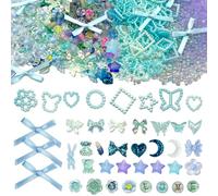 ATCCPYDM 2200 Pcs Junk Case Charms Kit,Letter Butterfly Rose Flower Bow Rabbit Bear Bow Moon Hearts Pearls Charms for DIY Junk Phone case,Nail Crafts, Standard, Plastic, No Gemstone