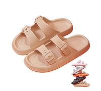 atcryih 2023 New Pillow Slippers, Sandals for Women and Men, Double Buckle Adjustable Slides, EVA Thick-Soled Sandals, C-khaki, 9 Women/7.5 Men