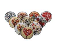 ATCUSA 10 pc Multi Flower Ceramic Knobs in Multi Colored Hand Panting Work - Decorative Pulls for Drawers, Drawer knobs Cabinet, Dressers - Handmade Ornamental Handles in Design Vintage Design