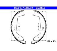 ATE 03.0137-3034.2 Brake Shoe Set, parking brake for VOLVO