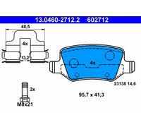 ATE 13.0460-2712.2 Brake Pad Set, disc brake for MERCEDES-BENZ