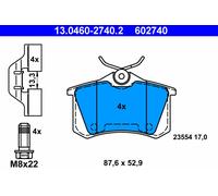 Brake pads 13.0460-2740.2 ATE for RENAULT CITROËN PEUGEOT DS