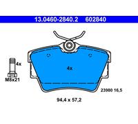 ATE 13.0460-2840.2 Brake Pad Set, disc brake for ,FIAT,NISSAN,OPEL,RENAULT