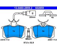 ATE 13.0460-2859.2 Brake Pad Set, disc brake for FORD,SEAT,VW