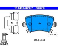 Brake pads 13.0460-2880.2 ATE for VW SEAT SKODA AUDI