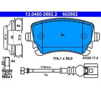 ATE 13.0460-2882.2 Brake Pad Set, disc brake for VW