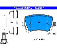 ATE 13.0460-2887.2 Brake Pad Set, disc brake for AUDI,SEAT,SKODA,VW