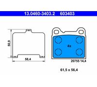 ATE 13.0460-3403.2 Brake Pad Set, disc brake for VOLVO