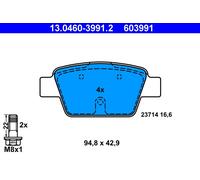 ATE 13.0460-3991.2 Brake Pad Set, disc brake for ALFA ROMEO,CHRYSLER,FIAT,LANCIA