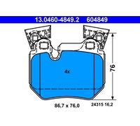 ATE 13.0460-4849.2 Brake Pad Set, disc brake for BMW