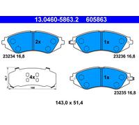 ATE Brake Pad Set 13.0460-5863.2 - Acoustic Wear & Anti-Squeak - Fits Chevrolet Lacetti/Aveo