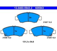ATE Brake Pad Set 13.0460-5943.2, Acoustic Wear Warning, Disc Brake, Honda Jazz II (GD, GE3, GE2)