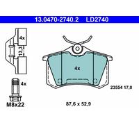 ATE 13.0470-2740.2 Brake Pad Set, disc brake for ,CITRO?N,DS,PEUGEOT,RENAULT