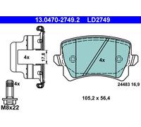 Brake pads 13.0470-2749.2 ATE for VW SEAT SKODA AUDI