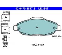 ATE Brake Pad Set 13.0470-3847.2 for PEUGEOT 308 I, 308 SW I, 3008 I, MPV 308 CC