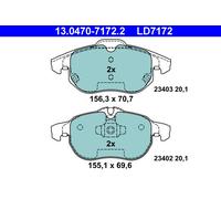 ATE 13.0470-7172.2 Brake Pad Set, disc brake for CHEVROLET,FIAT,OPEL,SAAB,VAUXHA