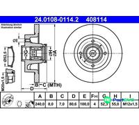 ✅Fits ATE 24.0108-0114.2 Brake disc 1 pc. 24.0108-0114.2 Brake disc ⭐UK Seller⭐