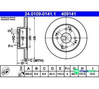 ATE 2 X BRAKE DISC 24010901411 FOR HONDA
