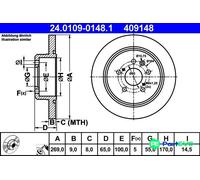 ATE 2 X BRAKE DISC 24010901481 FOR TOYOTA