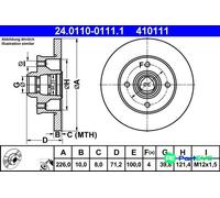 ATE 2 X BRAKE DISC 24011001111 FOR VW