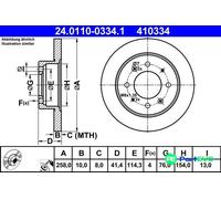 2x Brake disc solid 24.0110-0334.1 ATE for KIA CERATO I Saloon