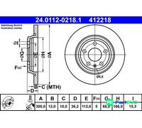 ATE Brake Disc 24.0112-0218.1 - Fits Audi A4/Allroad, A5, A6, Q5 2.0L