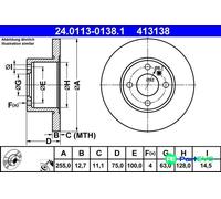 ATE 2 X BRAKE DISC 24011301381 FOR BMW