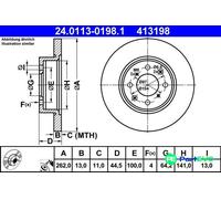 ATE Brake Disc 24.0113-0198.1 Solid - for MG Rover 25/200 ZR 400 Streetwise (95-05) - 2pcs L&R