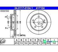 ATE 24.0117-0104.1 Brake disc