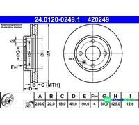 ATE Brake Disc 24.0120-0249.1 - Vented - for Vauxhall/Opel Karl Viva - 2 pcs