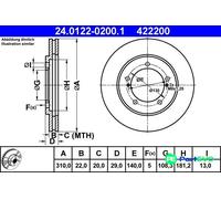 ATE 24.0122-0200.1 Brake disc