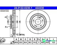 ATE 2 X BRAKE DISC 24012202301 FOR MITSUBISHI