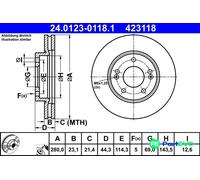 ATE 24.0123-0118.1 Brake disc