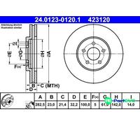 ATE Brake Disc 24.0123-0120.1 Vented - 2 pcs L&R - Fits Chrysler Sebring/Cirrus 2.0