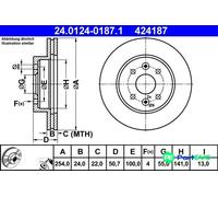 ATE 2 X BRAKE DISC 24012401871 FOR KIA