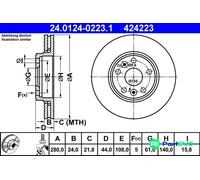 ATE 24.0124-0223.1 Brake disc