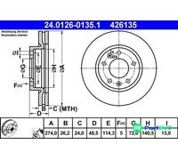 ATE 24.0126-0135.1 Brake disc