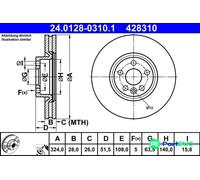 Genuine ATE Brake Disc For Volvo XC60 13-17 31423305