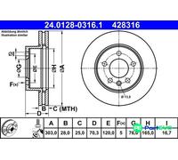 ATE 2 X BRAKE DISC 24012803161
