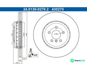 ATE 2 X BRAKE DISC 24013002702 FOR BMW